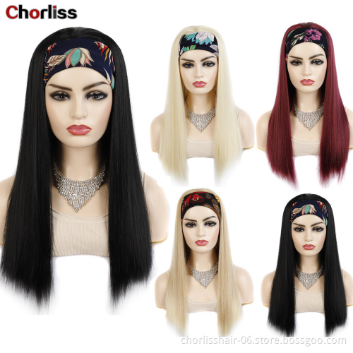 New Arrival Blonde Black Fluffy Kinky Curly Turban Wig Heat Resistant Ombre Afro Headband Wig Synthetic Hair Wig For Black Women